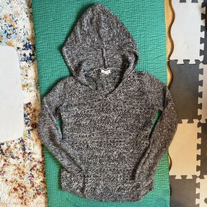 Y2K Cloud Chaser Heather Gray Knit Hoodie Women L Boho Hippie Cozy Fall Sweater